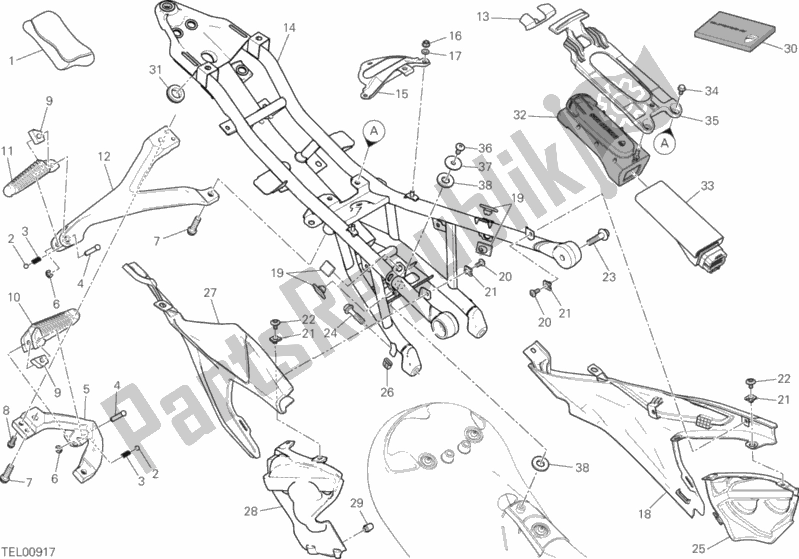 Tutte le parti per il Telaio Posteriore Comp. Del Ducati Superbike 959 Panigale ABS 2018